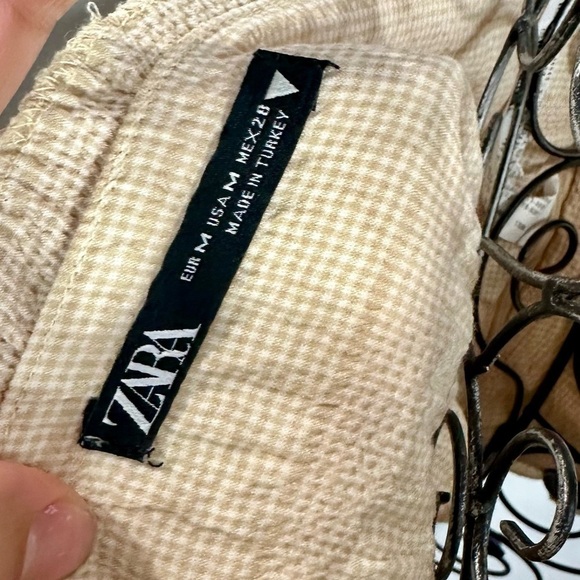 Zara tan smocked cropped tank top size M - Picture 9 of 10